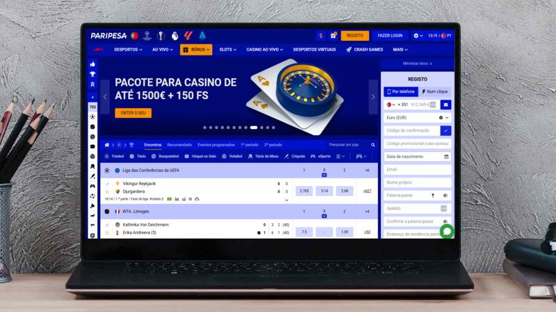 Página inicial do PariPesa Casino