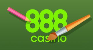Logótipo do casino 888 e pincéis de artista