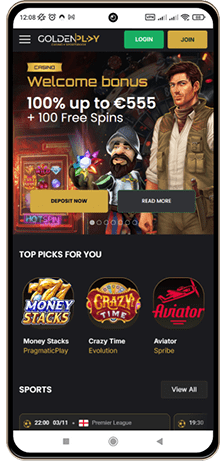 Versão móvel do casino Goldenplay