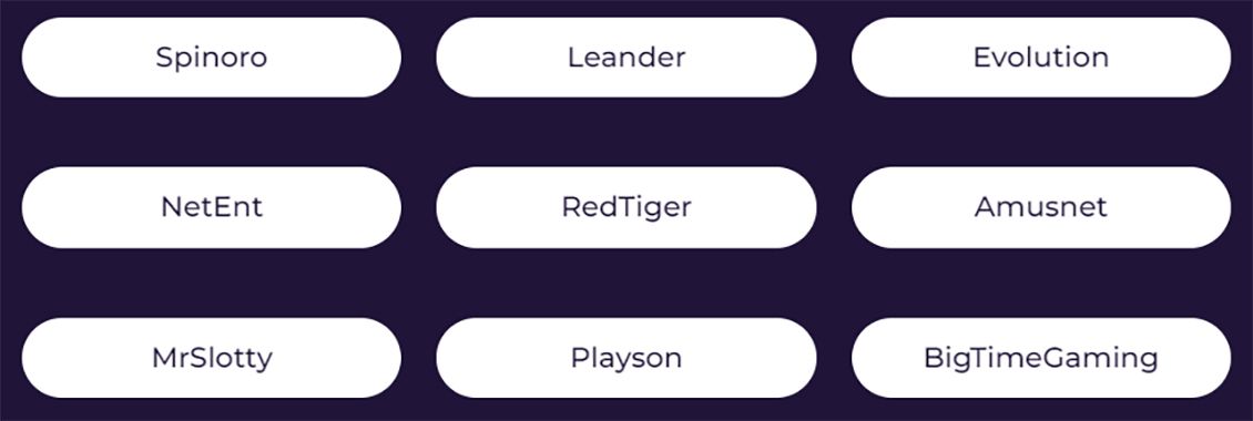 Lista de provedores no Playoro Casino