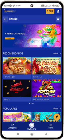Versão móvel do casino SapphireBet