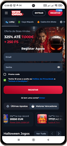 Versão móvel do casino Winorio