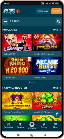 Versão móvel do casino Coldbet