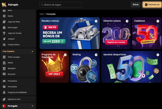 Página de bónus do Fairspin casino