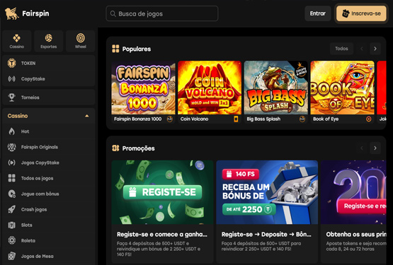 Página principal do Fairspin casino