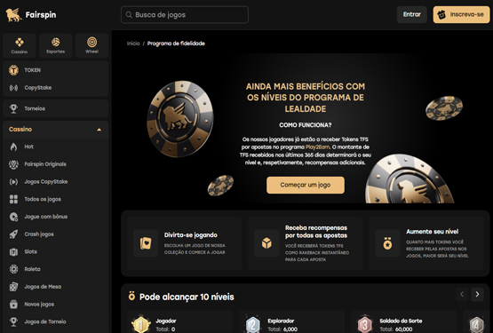 Programa Vip página do Fairspin casino