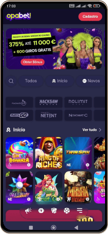 Versão móvel do casino Opabet
