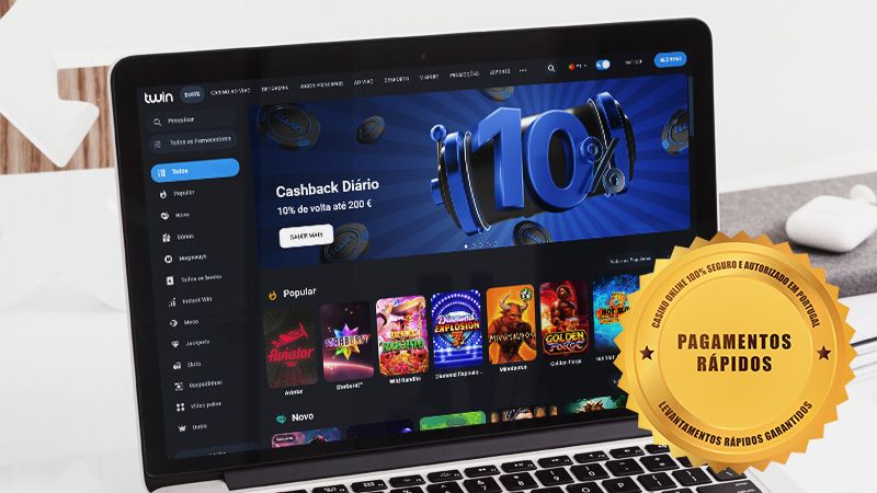 Página principal do casino Twin no laptop