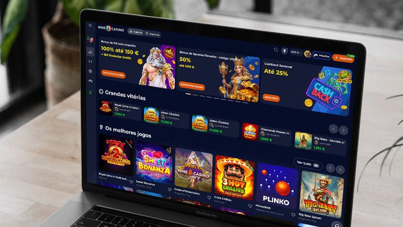 Página principal do casino Nine no laptop