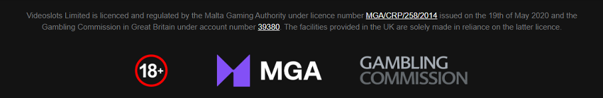 Logotipo da licença de jogo de UKGC no rodapé