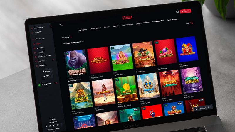 Página de Slots do casino Starda no laptop