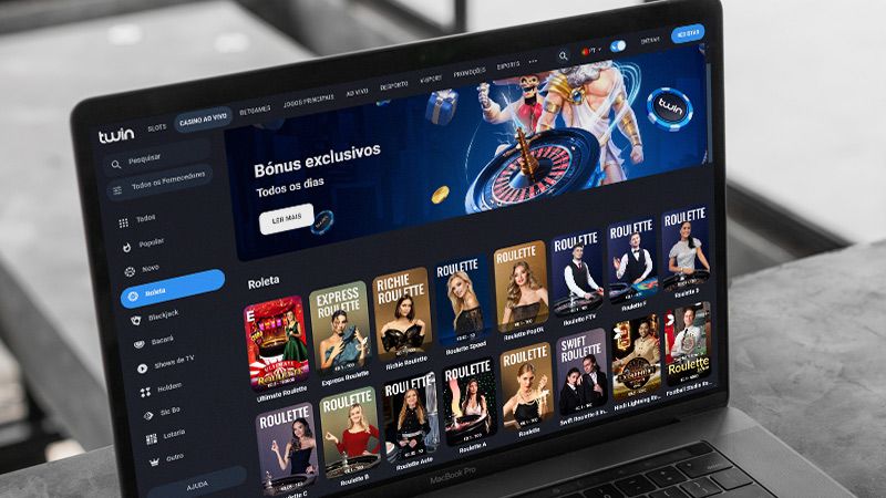 Página de roleta ao vivo do casino Twin no laptop