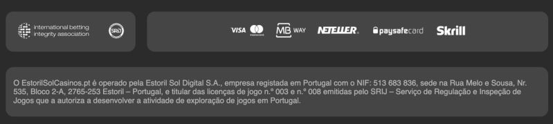 Licença SRIJ no site do casino