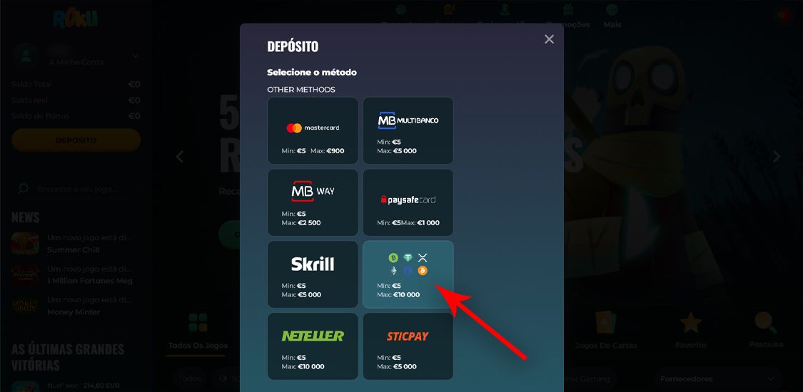 Como efetuar um depósito com Bitcoin – Passo 3