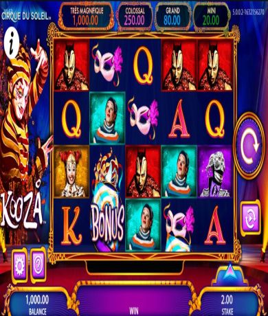 Jogue Cirque du Soleil Kooza, slot da Bally Technologies slot online gratuitamente | Casino Portugal